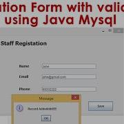 Registation Form With Validation Using Java Mysql