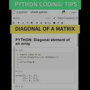 PYTHON NUMPY ARRAY MATRIX IN PYTHON DIAGONAL ELEMENT OF MATRIX Youtubeshorts Viral Python