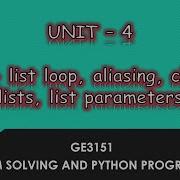 List Loop Aliasing Cloning List List Parameters In Python Tamil UNIT 4 CSE P21 GE3151 QT