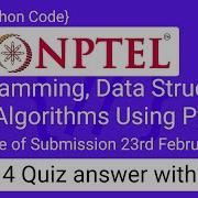 NPTEL Programming Data Structures And Algorithms Using Python Week 4 Quiz Answer With Proof 100