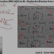 DC Unit5 L6 Generator Matrix Encoder And Decoder For Cyclic Codes By Mr Shailendra Bisariya