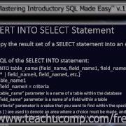 SQL Training Structured Query Language Tutorial The INSERT INTO SELECT Statement Lesson