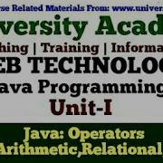 WT15 Web Technology Java Programming For Beginner Operators In Java Unary Arithmetic Bit Wise Etc