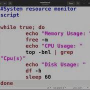 Bash Script System Monitoring Information Like CPU Usage Memory Usage And Disk Space