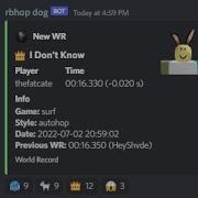 Roblox Surf I Don T Know Wr 16 330 Live