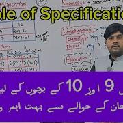 Table Of Specifications