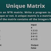 Unique Matrix Program To Check If Matrix Unique Or Not CCBP IDP Test Answer Coding Solutions