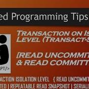 Transaction On Isolation LevelMicrosoft SQL Transact SQL Read Commited Read UnCommited