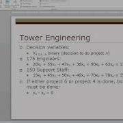 Tower Engineering Example Binary Linear Programming