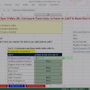 Highline Excel 2013 Class Video 26 Excel Compare Two Lists Formula Item In List Item Not In List