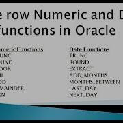 Single Row Numeric And Date Functions In Oracle