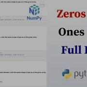 Python Numpy Tutorial 10 Ones Like Zeros Like Full Like Arrays
