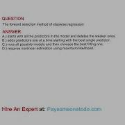 The Forward Selection Method Of Stepwise Regression