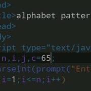 JavaScript Pyramid Alphabet Pattern Alphabet Pattern In JavaScript JavaScript Alphabet Pattern