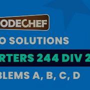 CodeChef Starters 244 Video Solutions A To D By Vibhaas TLE Eliminators