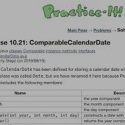 Java Practice It Exercise 10 21 ComparableCalendarDate Classes Comparable Instance Methods