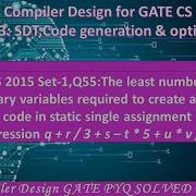 GATE CS 2015 Set 1 Q55 The Least Number Of Temporary Variables Required To Create A Three Address