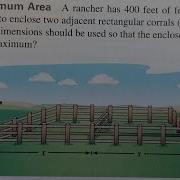 Calculus Optimization Maximum Area Ch 3 R 77