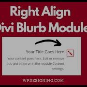 How To Right Align Divi Blurb Module