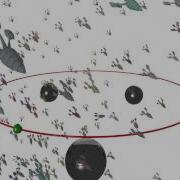Flocking Simulation With 500 Actors Avoiding 5 Obstacles In Povray
