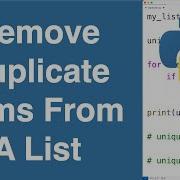 Remove Duplicate Items From A List Python Example