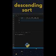 Descending Sort In Python Shorts