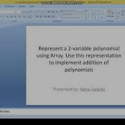 DSA Addition Of 2 Polynomials Using Array