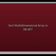Sort Multidimensional Array In VB NET
