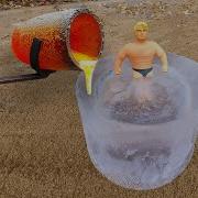 Experiment STRETCH ARMSTRONG IN ICE Vs LAVA