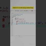 Print Table Of 1 To 100 Nested For Loop Cse Shorts Shortsvideo Youtubeshorts Viral Coding