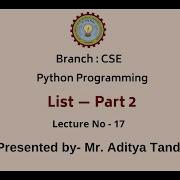 Python Programming Lists Part 2 AKTU Digital Education