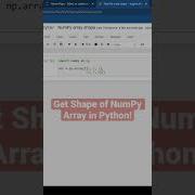 Get Shape Of NumPy Array In Python Shorts Python Programming Coding Numpy