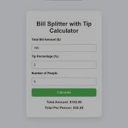 Bill Splitter With Tip Calculator Using HTML CSS And JavaScript With Source Code