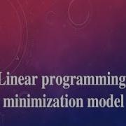 Linear Programming In Excel Minimization Problem 1 Part