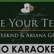 The Weeknd Ariana Grande Save Your Tears LOWER Key Piano Karaoke Instrumental