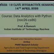 Week 12 Data Analytics With Python Noc26 Cs86