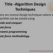 Algorithm Design Techniques