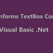 Visual Basic Net WinForms TextBox Control