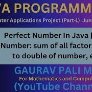 Perfect Number Program In Java Perfect Number Sum Of All Factors Is Equal To Double Of Number 6