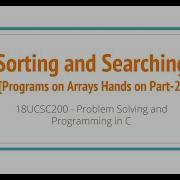 Searching And Sorting Using Arrays Hands On Part 2