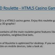 3D Roulette HTML5 Casino Game