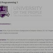 Uopeople CS1102 Programming 1 Unit 1