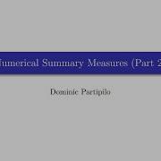 Statistics Numerical Summary Measures Part 2