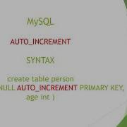 SQL AUTO INCREMENT PRIMARY KEY
