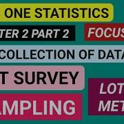 PLUS ONE STATISTICS Chapter 2 Part 2 SAMPLING PILOT SURVEY LOTTERY METHOD AnilKumarECONLAB