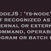 NodeJS Ts Node Is Not Recognized As An Internal Or External Command Operable Program Or Batch F