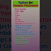 Python For Campus Placement Python Syllabus For Interview Placement Shorts Python Placement