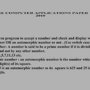 WAP To Find Out Prime Number And Automorphic Number Using Switch Case ICSE 2010 Q 7 COMPUTER EXAM