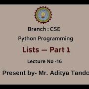 Python Programming Lists Part 1 AKTU Digital Education