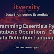 Programming Essentials Python Database Operations DDL Data Definition Language